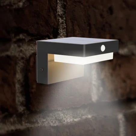 Lampy-solarne - kinkiet solarny led na elewację z czujnikiem ruchu czarny mali 329417 polux-goldlux 