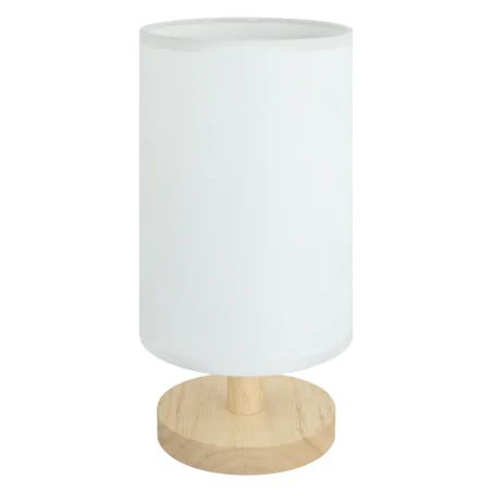 Lampki-nocne - lampka stołowa skandynawska drewno z białym kloszem e14 bela ideus 