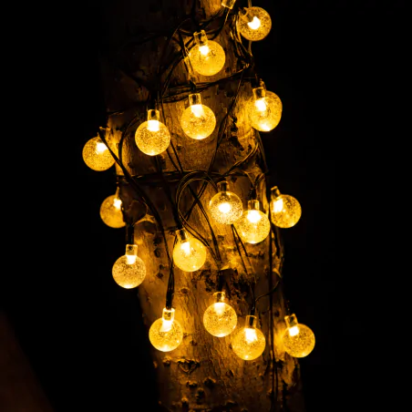 Swiecace-kule-i-girlandy - girlanda solarna led 20 kuleczek z ciepłym światłem bubble glass 329479 polux-goldlux 