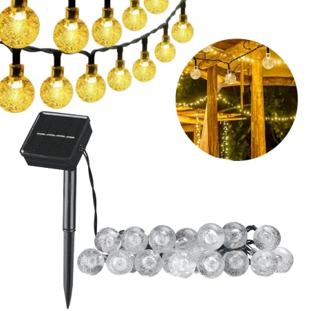 Swiecace-kule-i-girlandy - girlanda solarna led 20 kuleczek z ciepłym światłem bubble glass 329479 polux-goldlux 