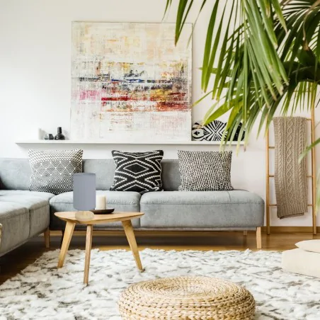 Lampki-nocne - lampka stołowa szara z drewnianą podstawą e14 bela ideus 