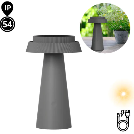 Lampy-solarne - lampa solarna stołowa ogrodowa led grzybek z opcją ładowania przez usb marakesz 329820 polux-goldlux 