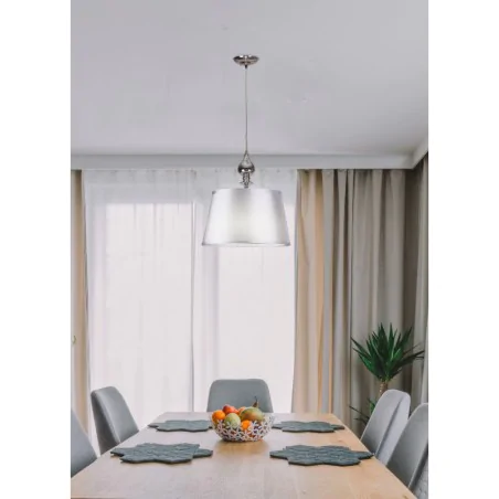 Oswietlenie - prima lampa wisząca chromowy 1x60 e27 abażur srebrny candellux 