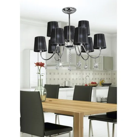 Oswietlenie - sorento lampa wisząca 9x40w e14 chrom abażur czarny candellux 