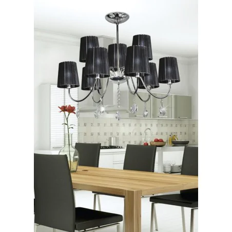 Oswietlenie - sorento lampa wisząca 9x40w e14 chrom abażur czarny candellux 