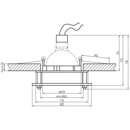 Oswietlenie - sz-04 ch mr16 chrom opr.kwadrat stała szkło candellux 