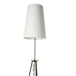 Oswietlenie - taflo lampa podłogowa czarno złota 1x60w e27 abażur biały candellux 