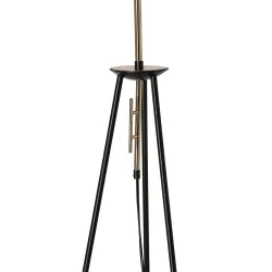 Oswietlenie - taflo lampa podłogowa czarno złota 1x60w e27 abażur biały candellux 