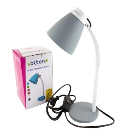 Lampki-biurkowe - szara lampka biurkowa volteno monic e14 vo0792 volteno 
