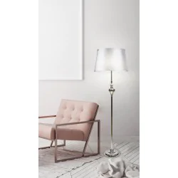 Oswietlenie - prima lampa podłogowa chromowy 1x60 e27 abażur srebrny candellux 