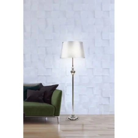 Oswietlenie - prima lampa podłogowa chromowy 1x60 e27 abażur srebrny candellux 
