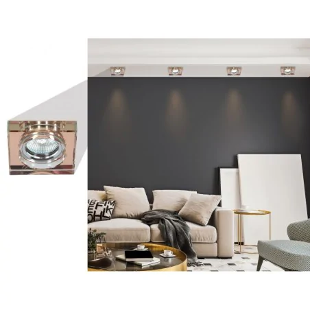 Oswietlenie - ss-16 ch/br mr16 chromoczko sufitowe  lampa sufitowa stała kwadratowa szkło brązowe candellux 