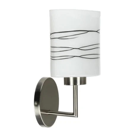 Kinkiety-do-salonu - lampa ścienna kinkiet srebrny z białym kloszem w brązowe paski visola 21-10363 candellux 