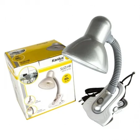 Lampki-biurkowe - szara lampka biurkowa 40w e27 suzi hr kanlux basic 