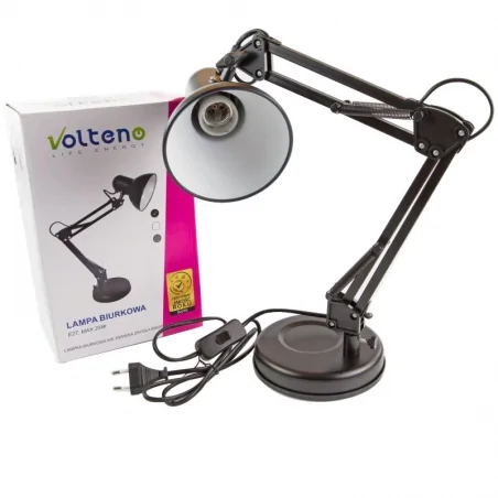 Lampki-biurkowe - czarna lampka kreślarska biurkowa vo0458 volteno 