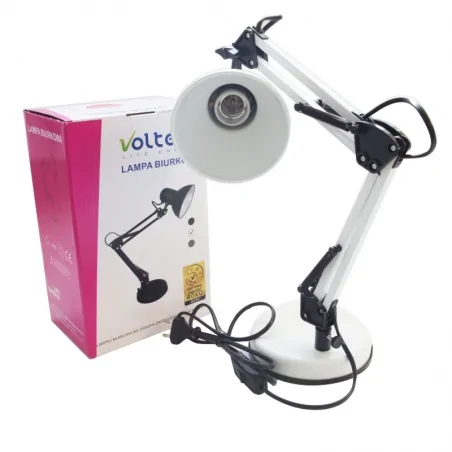 Lampki-biurkowe - lampka biurkowa zginana kreślarska biała  vo0459 volteno 