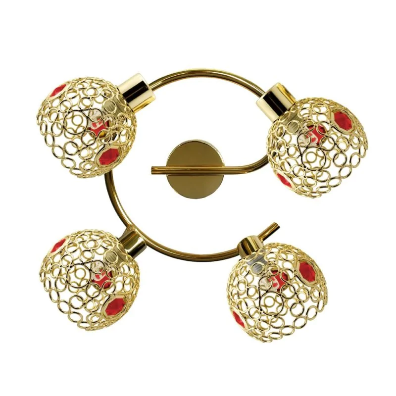 Oswietlenie - lampa aron spirala 4x40w g9 mosiądz kryształ czerwony candellux firmy Candellux 