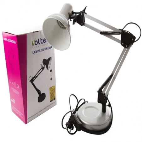 Lampki-biurkowe - srebrna lampka na biurko e27 25w vo0460 volteno 