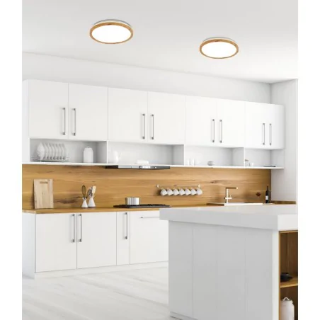 Oswietlenie - plafon kato 300 mm 1 biały jasne drewno candellux 