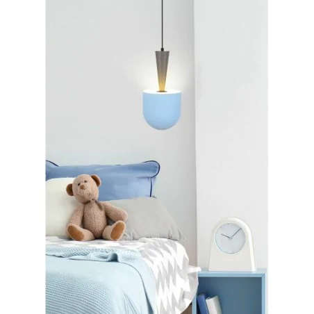 Lampy-sufitowe - lampa sufitowa wisząca z niebieskim kloszem i szarą podstawą visby 1 50101167 candellux 