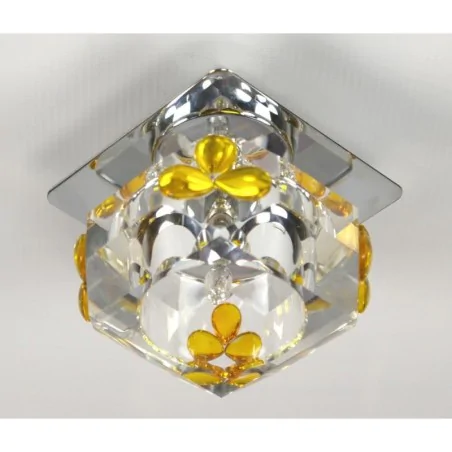 Oswietlenie - sk-49 ch/wh+ye g4 opr.strop.stała kryształ 20w g4 kostka+żółte łezki candellux 