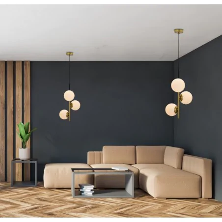 Oswietlenie - duo lampa wisząca czarny matowy+złoty 3x15w e14 klosz biały candellux 