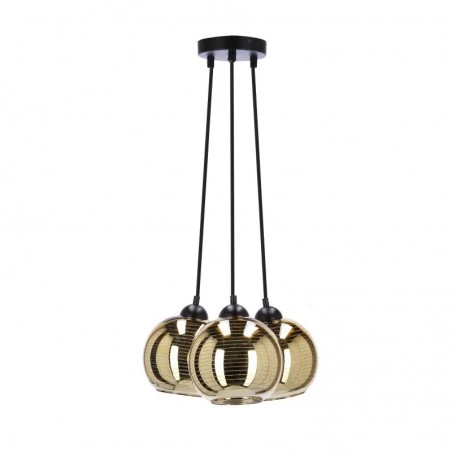 Oswietlenie - trio lampa wisząca czarny 3x60w e27 klosz złoty candellux 