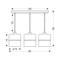 Oswietlenie - assam lampa wisząca czarny+złoty 3x60w e27 abażur czarny+złoty pasek candellux 