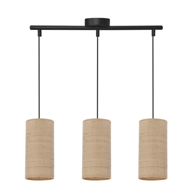 Oswietlenie - fleri lampa wisząca czarny 3x60 e27 abażur 12x25 beżowy ratan candellux firmy Candellux 
