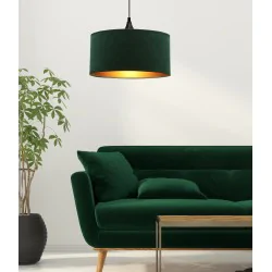 Oswietlenie - maloto lampa wisząca czarny 1x60 e27 abażur walec 30x15 velur but.ziel/złoto candellux 