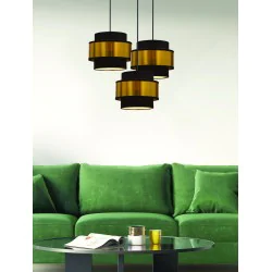 Oswietlenie - prestige lampa wisząca czarny talerz 3x40w e27 abażur czarny+złoty candellux 