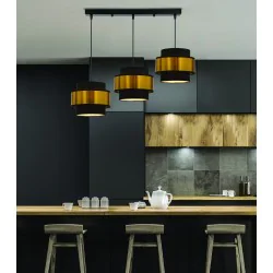 Oswietlenie - prestige lampa wisząca czarny 3x40w e27 abażur czarny+złoty candellux 