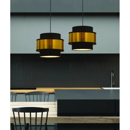 Oswietlenie - prestige lampa wisząca czarny 2x40w e27 abażur czarny+złoty candellux 