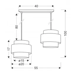 Oswietlenie - prestige lampa wisząca czarny 2x40w e27 abażur czarny+złoty candellux 