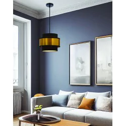 Oswietlenie - prestige lampa wisząca czarny 1x40w e27 abażur czarny+złoty candellux 