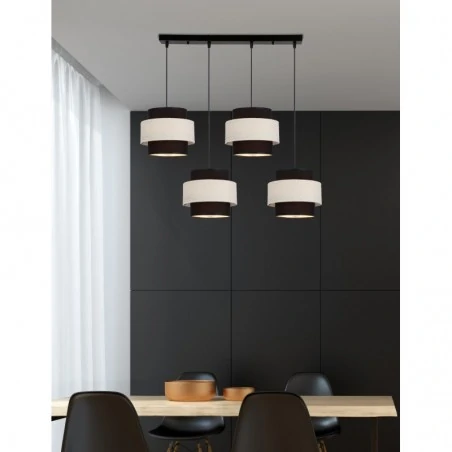Oswietlenie - benta lampa wisząca czarny 4x40w e27 abażur czarny+kremowy candellux 