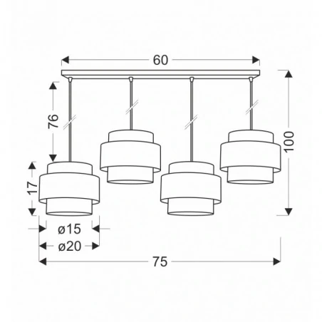 Oswietlenie - benta lampa wisząca czarny 4x40w e27 abażur czarny+kremowy candellux 