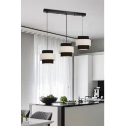 Oswietlenie - benta lampa wisząca czarny 3x40w e27 abażur czarny+kremowy candellux 