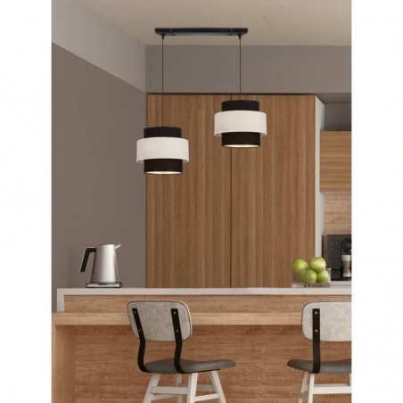 Oswietlenie - benta lampa wisząca czarny 2x40w e27 abażur czarny+kremowy candellux 