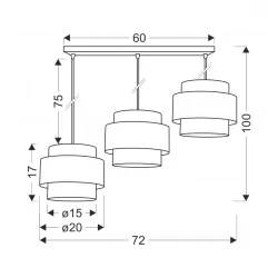 Oswietlenie - benta lampa wisząca czarny 3x40w e27 abażur czarny+kremowy candellux 