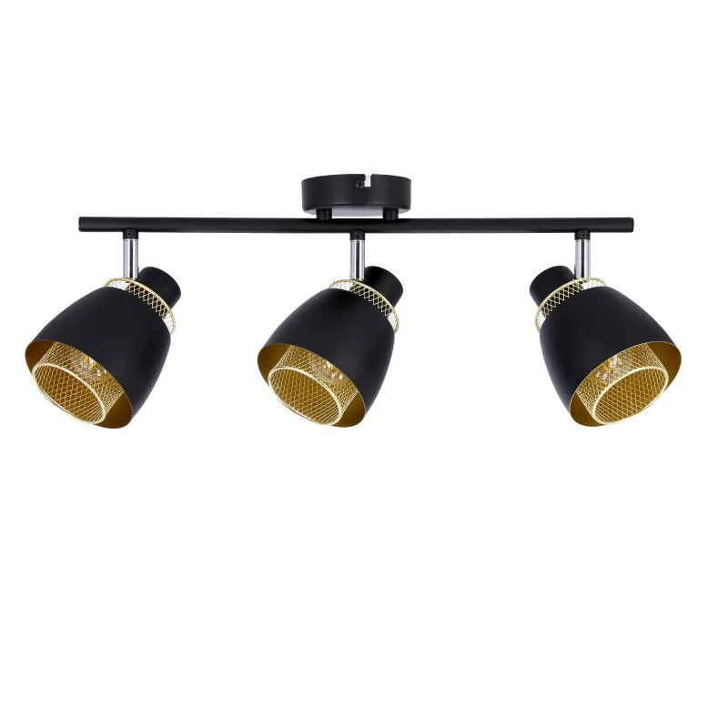 Oswietlenie - aleksandria lampa sufitowa listwa czarny 3x40w e14 klosz czarny+złoty candellux firmy Candellux 