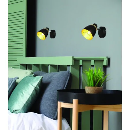 Oswietlenie - aleksandria lampa kinkiet czarny 1x40w e14 klosz czarny+złoty candellux 