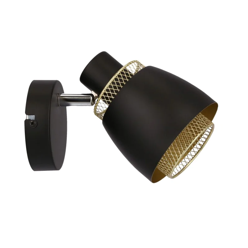 Oswietlenie - aleksandria lampa kinkiet czarny 1x40w e14 klosz czarny+złoty candellux firmy Candellux 