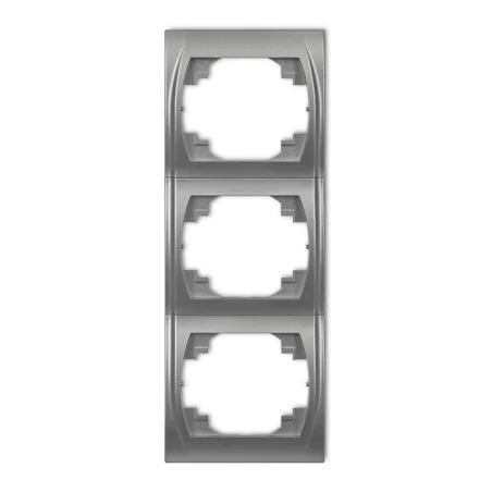 Ramki-potrojne - ramka potrójna pionowa srebrny metalik 7lrv-3 logo karlik 