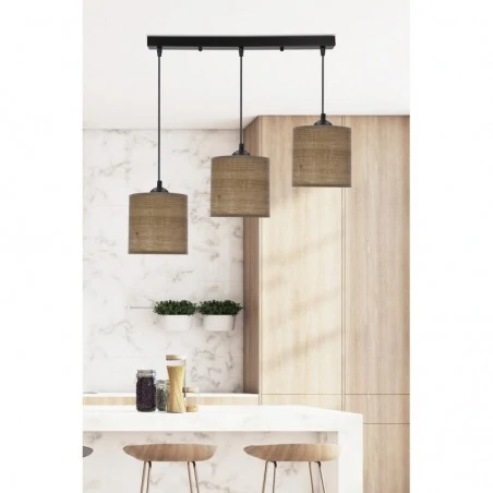 Oswietlenie - legno lampa wisząca czarny 15 3x40w e27 abażur orzechowy candellux 