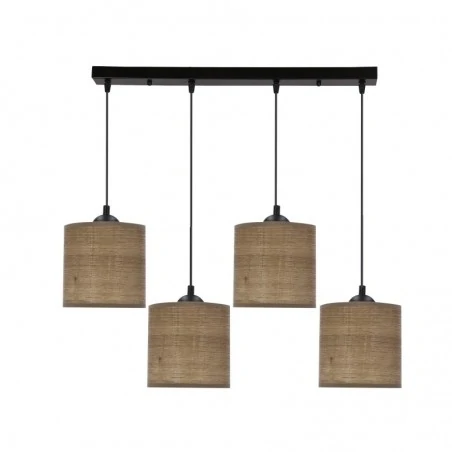 Oswietlenie - legno lampa wisząca czarny 15 4x40w e27 abażur orzechowy candellux 