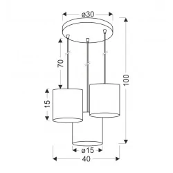 Oswietlenie - legno lampa wisząca czarny talerz 15 3x40w e27 abażur orzechowy candellux 