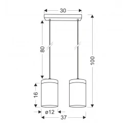 Oswietlenie - wels lampa wisząca czarny+drewniany 2x40 e27 klosz dymiony candellux 