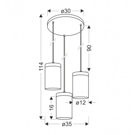 Oswietlenie-sufitowe - wels lampa wisząca talerz czarny+drewniany 3x40 e27 klosz dymiony candellux 