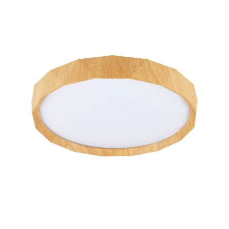 Plafony - cadix lampa sufitowa plafon biały+drewniany 24w led 38,5 cm klosz biały candellux 